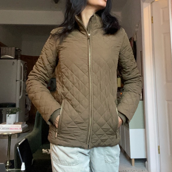 ' J CREW BROWN QUILTED JACKET COAT - Picture 11 of 12